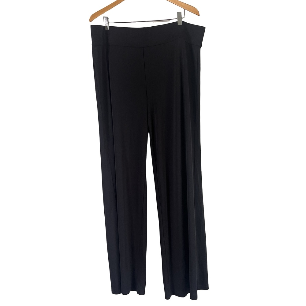 A719847 Dennis Basso Luxe Jersey Wide Leg Pants Wide Waistband Black XL